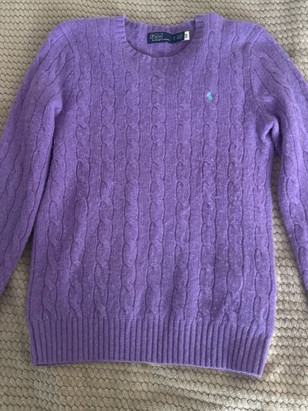 Ralph Lauren Purple Cable-Knit Crewneck Sweater